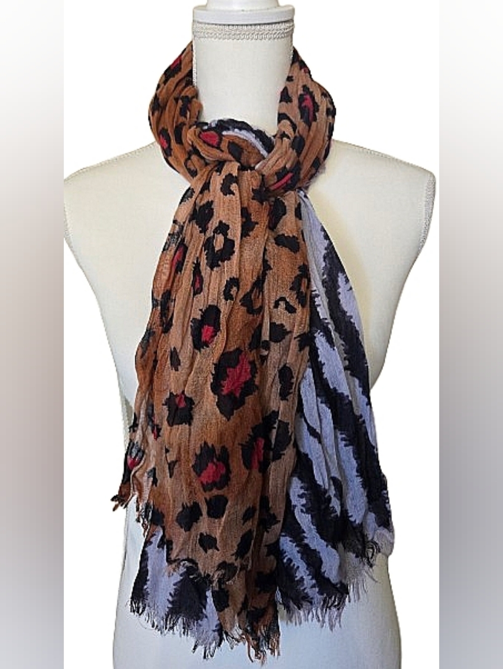 Leopard Print Multi-Color Long Lightweight Fashion Scarf